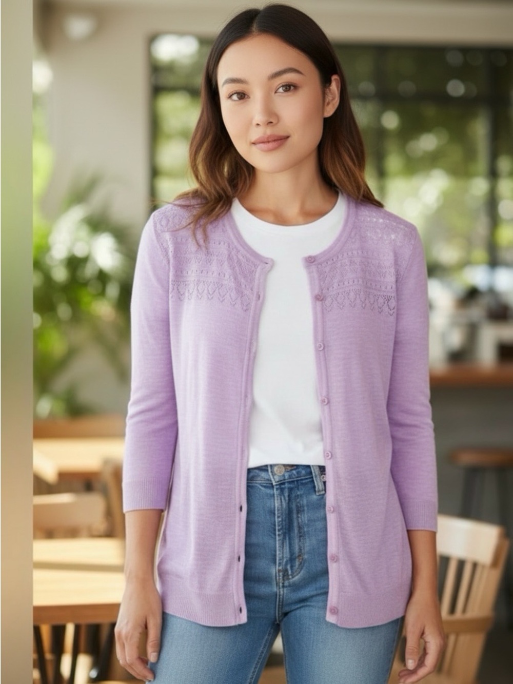 🫶🏻 Christopher & Banks Lilac Knit Button-Up Cardigan Sweater